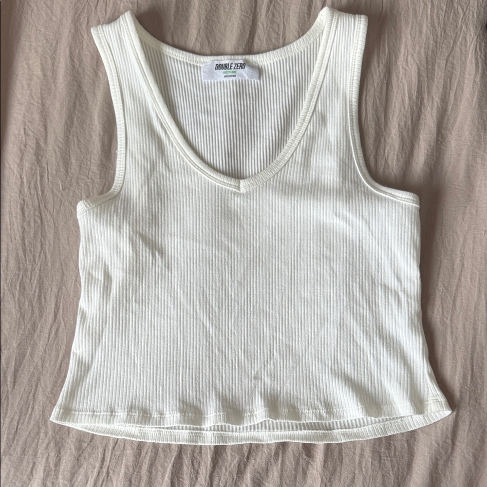 Double Zero Cream Ribbed Tank Top